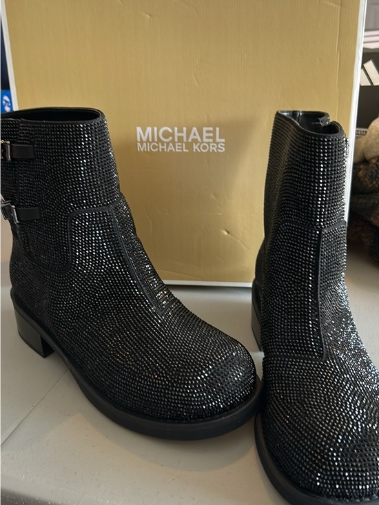 Michael Kors Shoes - Michael Kors Black Crystal-Embellished Ankle Booties